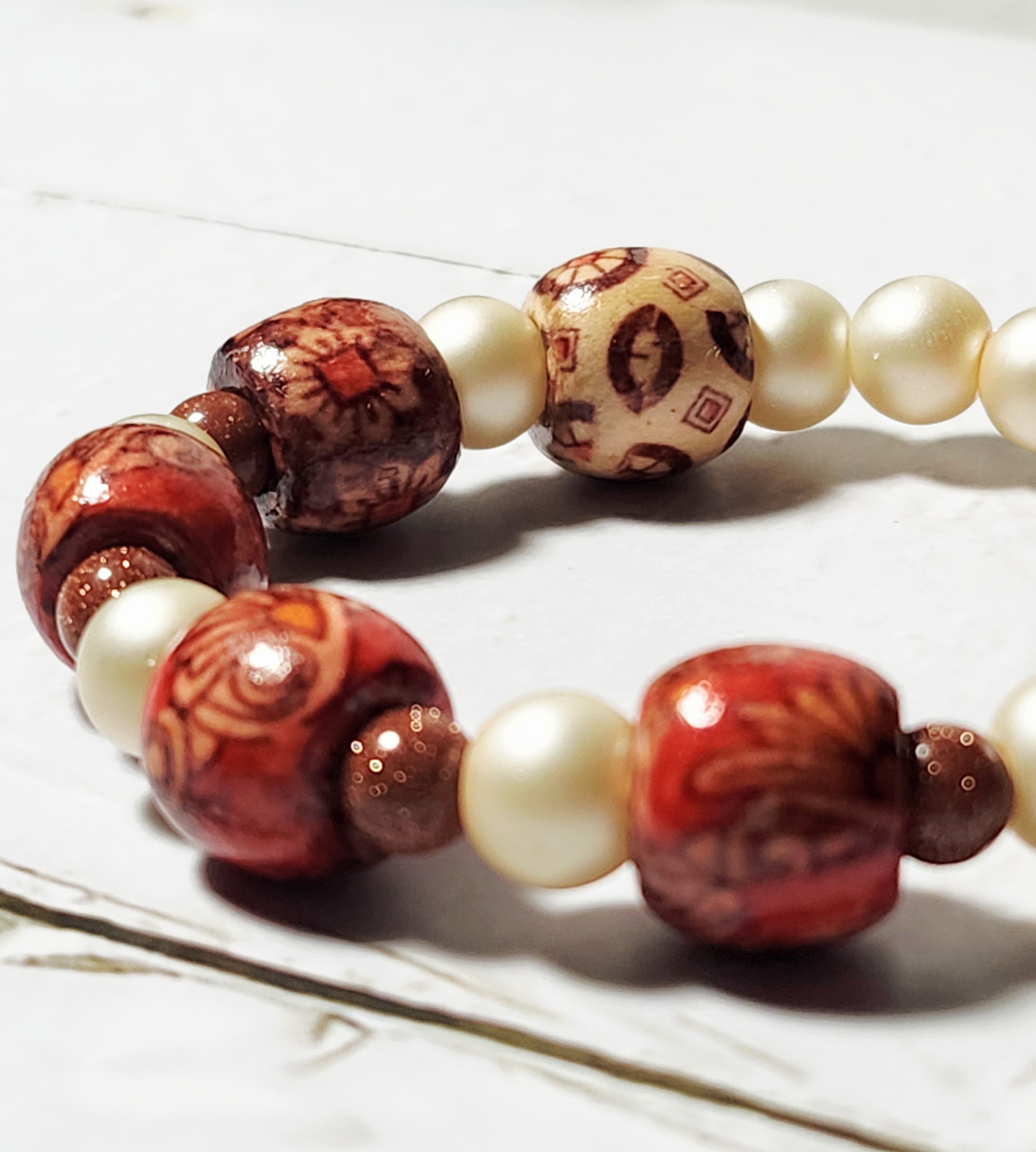 "Natalie" Fall Theme Handmade Beaded Bracelet