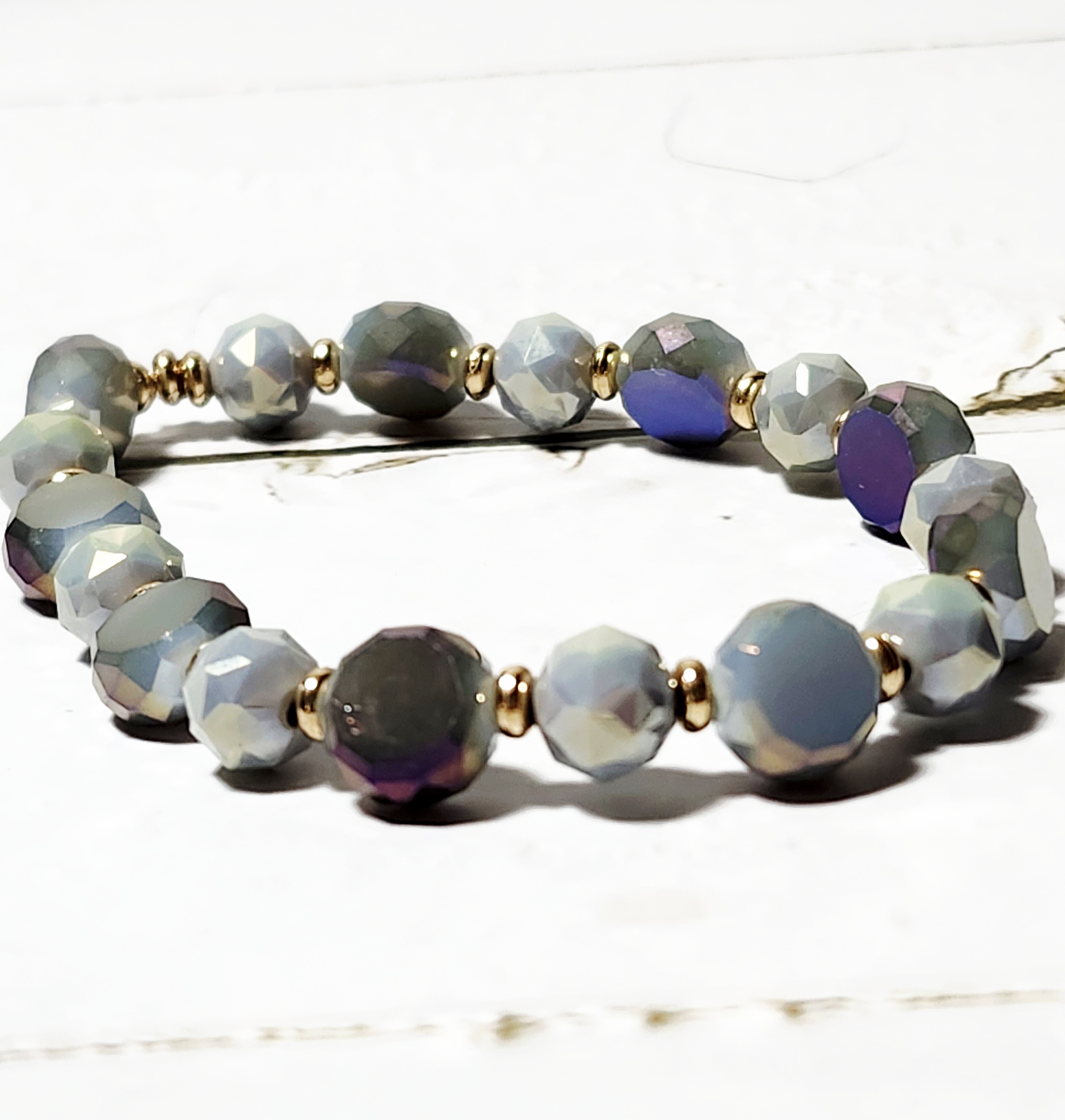 "Sian" Pastel Blue Faceted Bead Stretch Bracelet