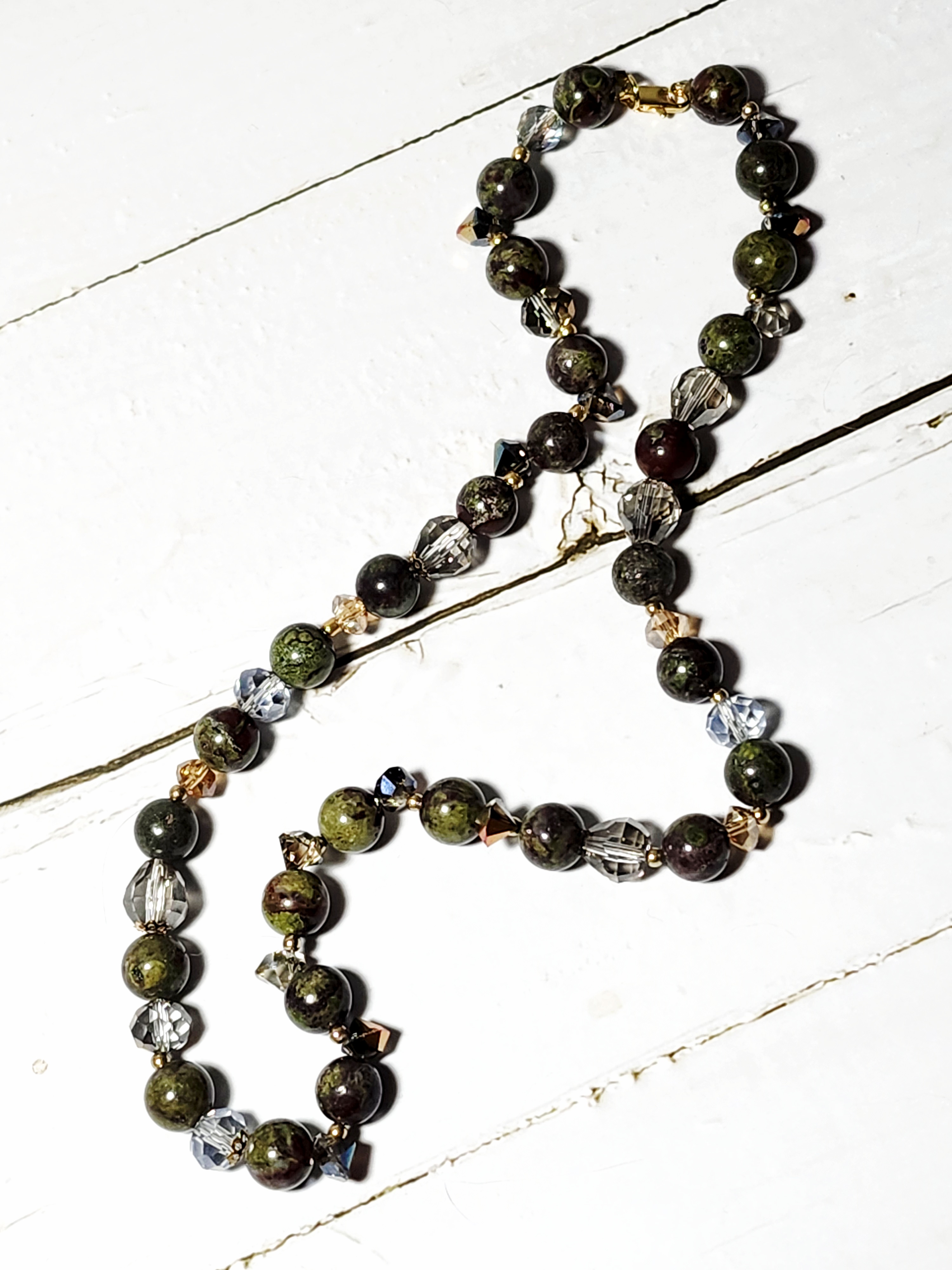"Dolly" Handcrafted Gemstone and Crystal Bead Necklace