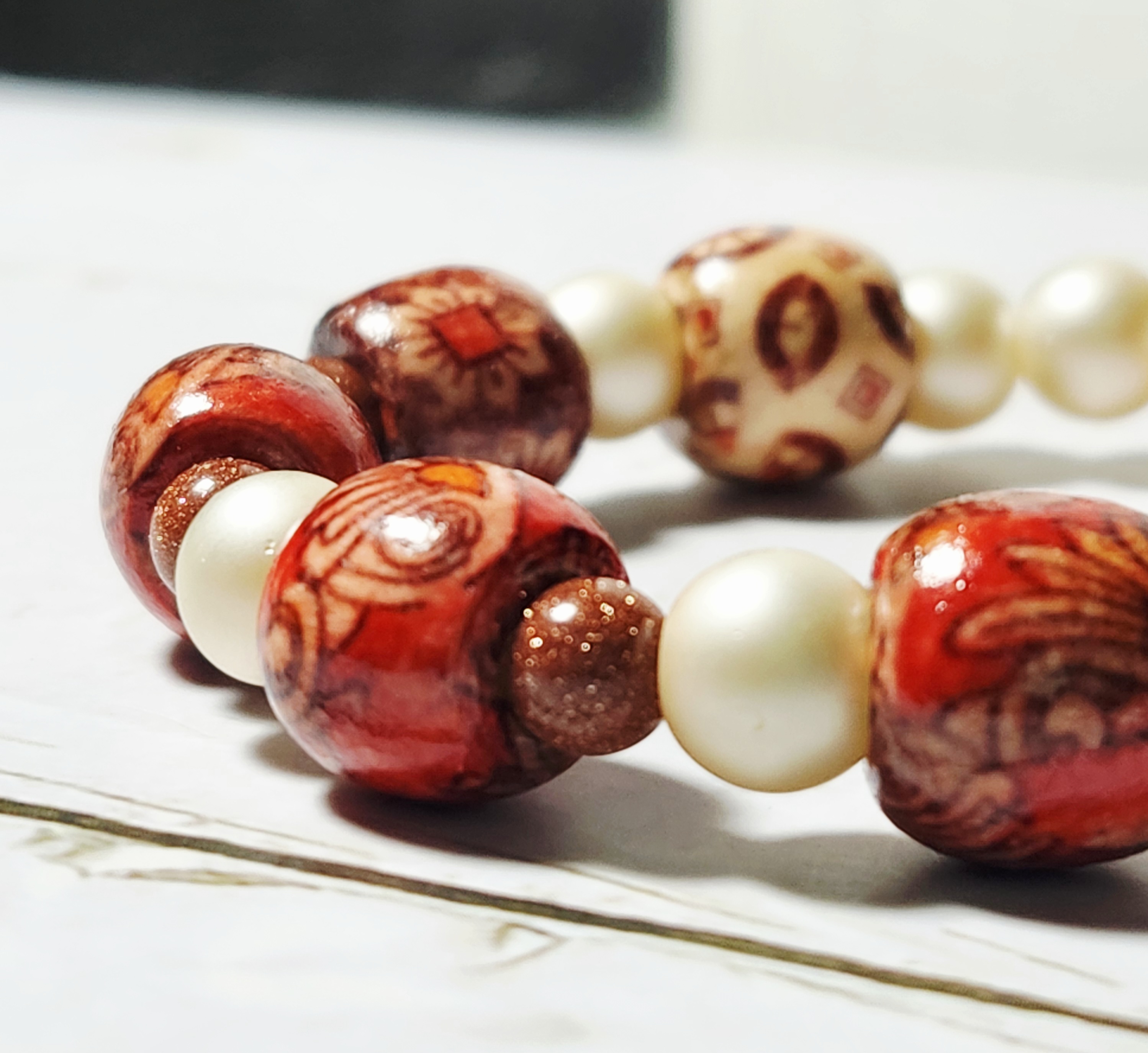 "Natalie" Fall Theme Handmade Beaded Bracelet