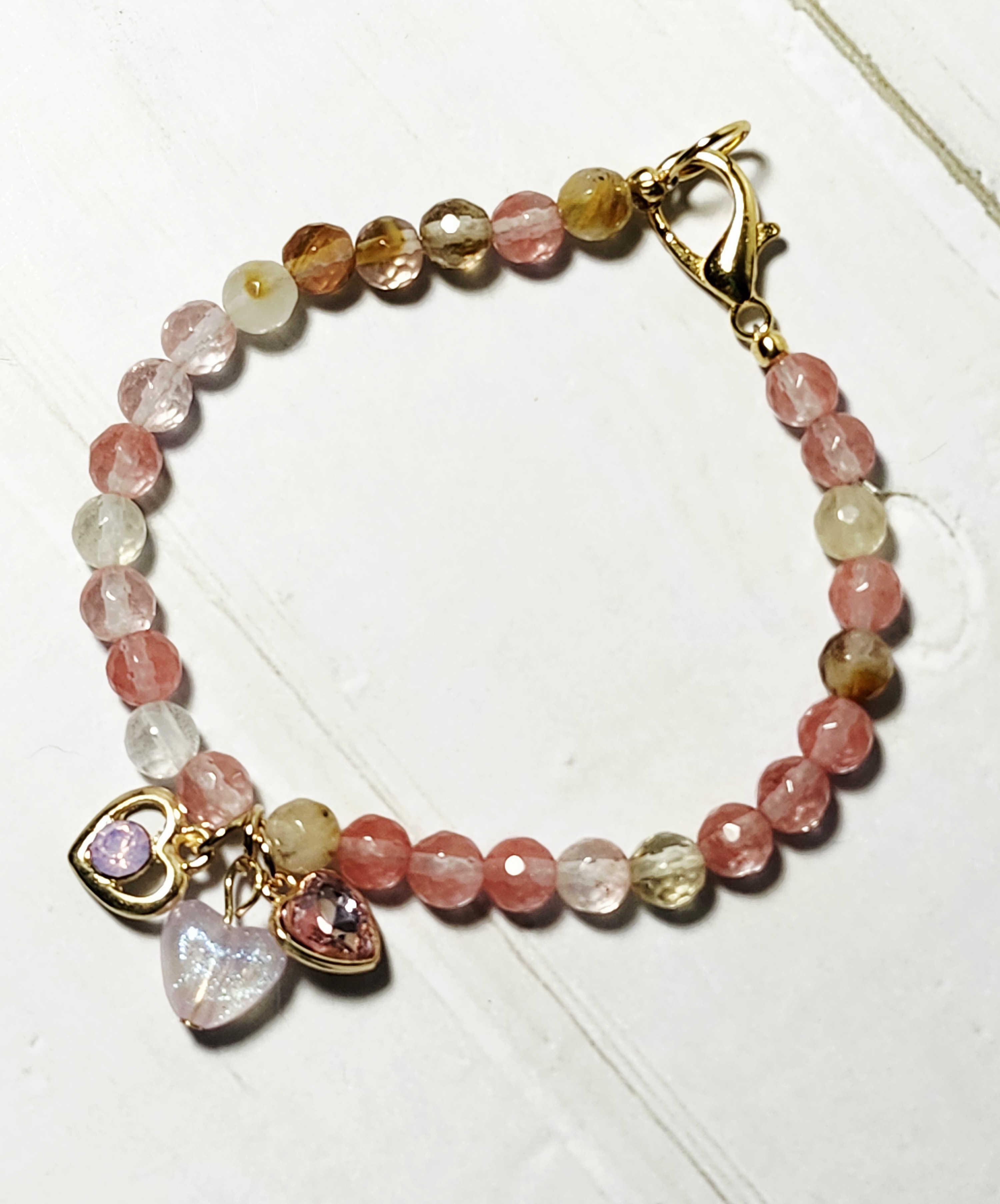 "Mary" Quartz Beaded Charm Bracelet