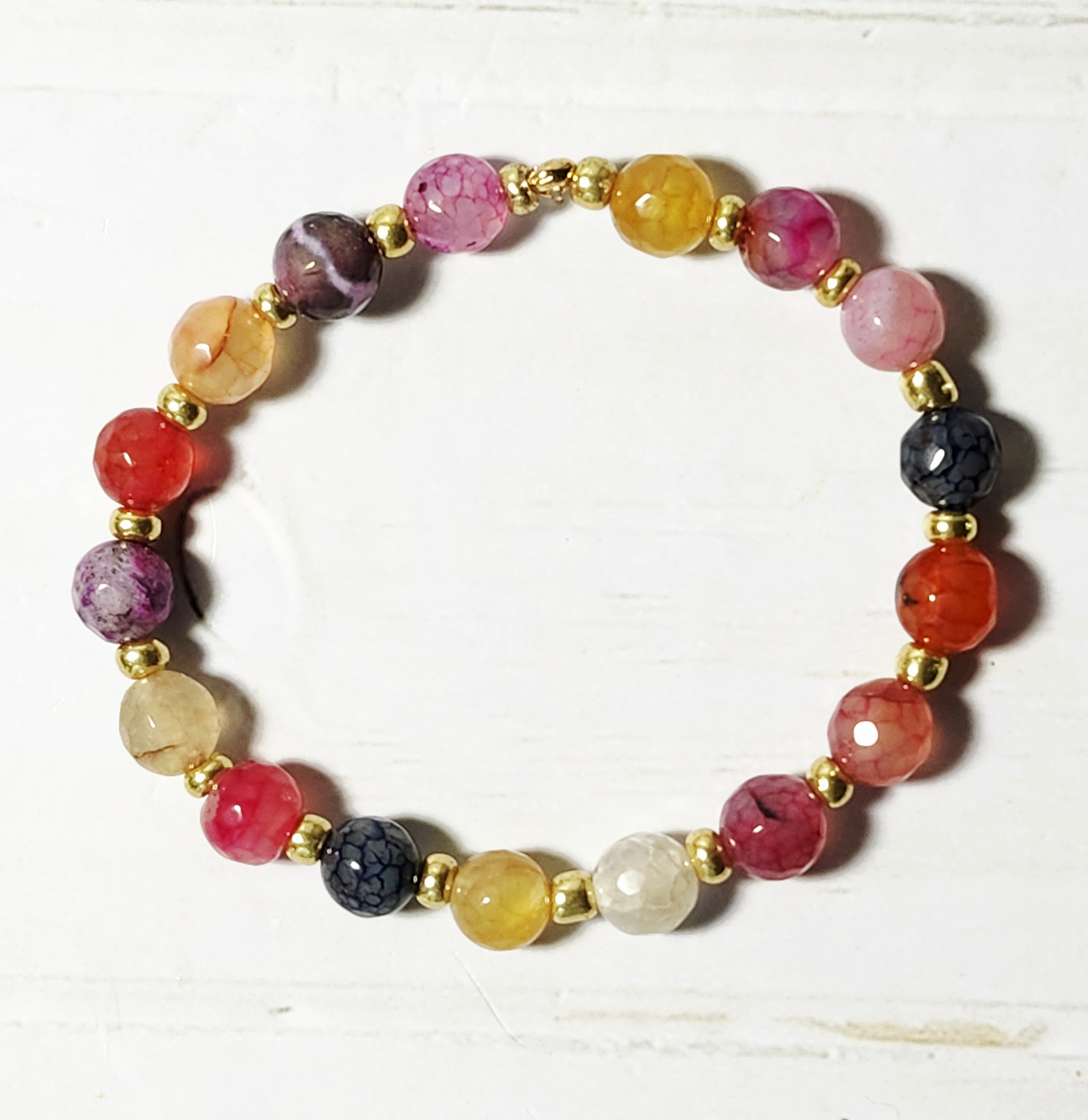 "Jana" Multicolor Agate Bead Bracelet