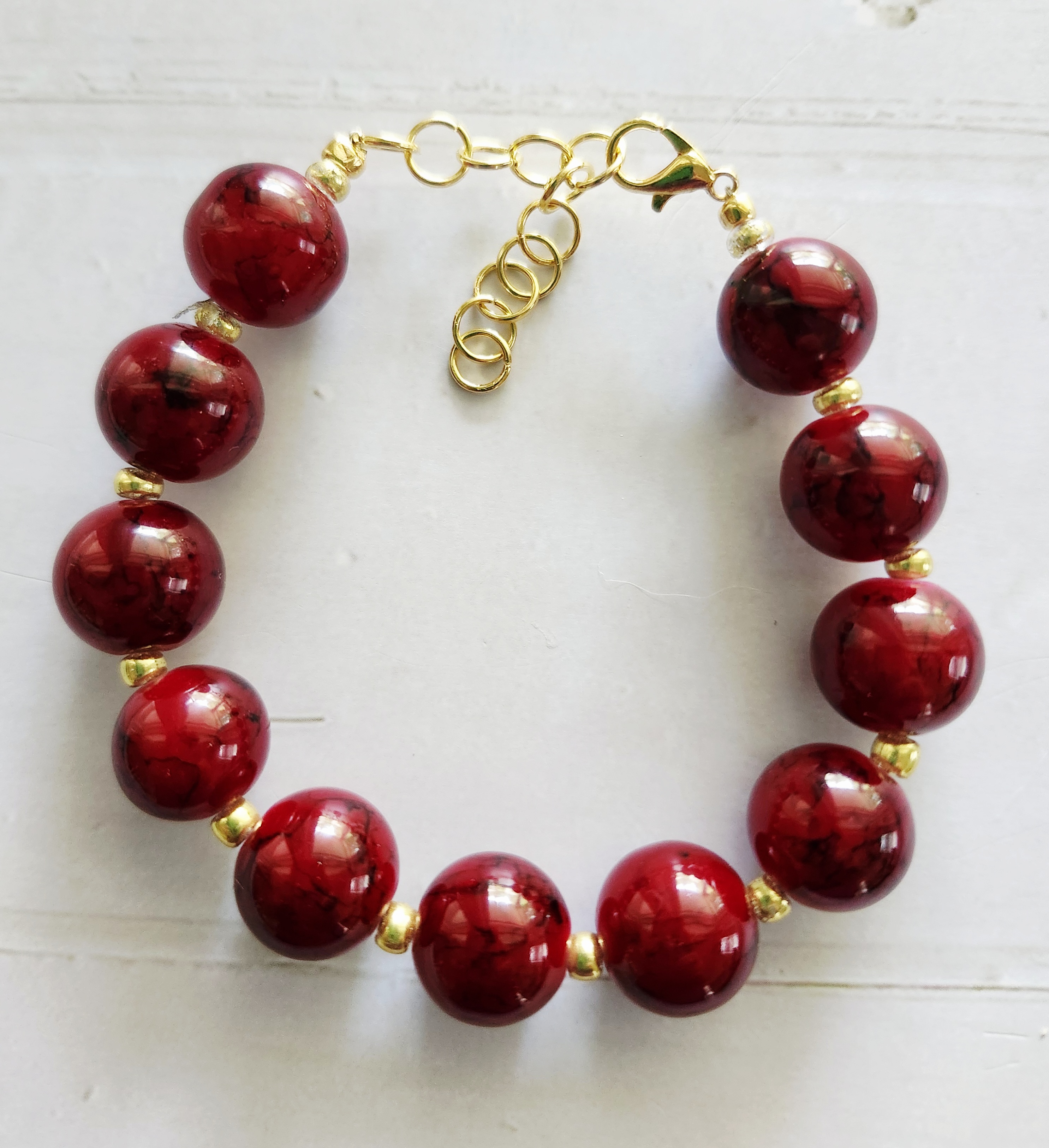 "Tatiana" Red Beaded Bracelet