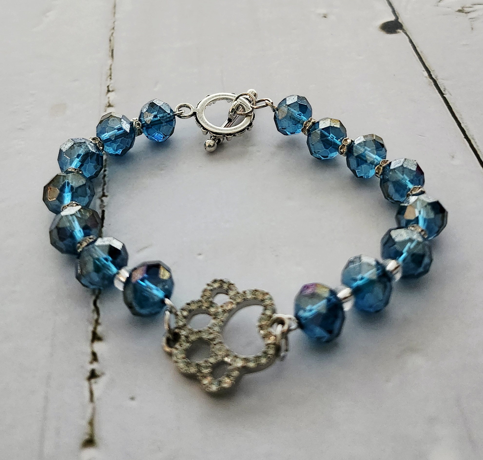 "Robin" Blue Crystal Paw Charm Bracelet