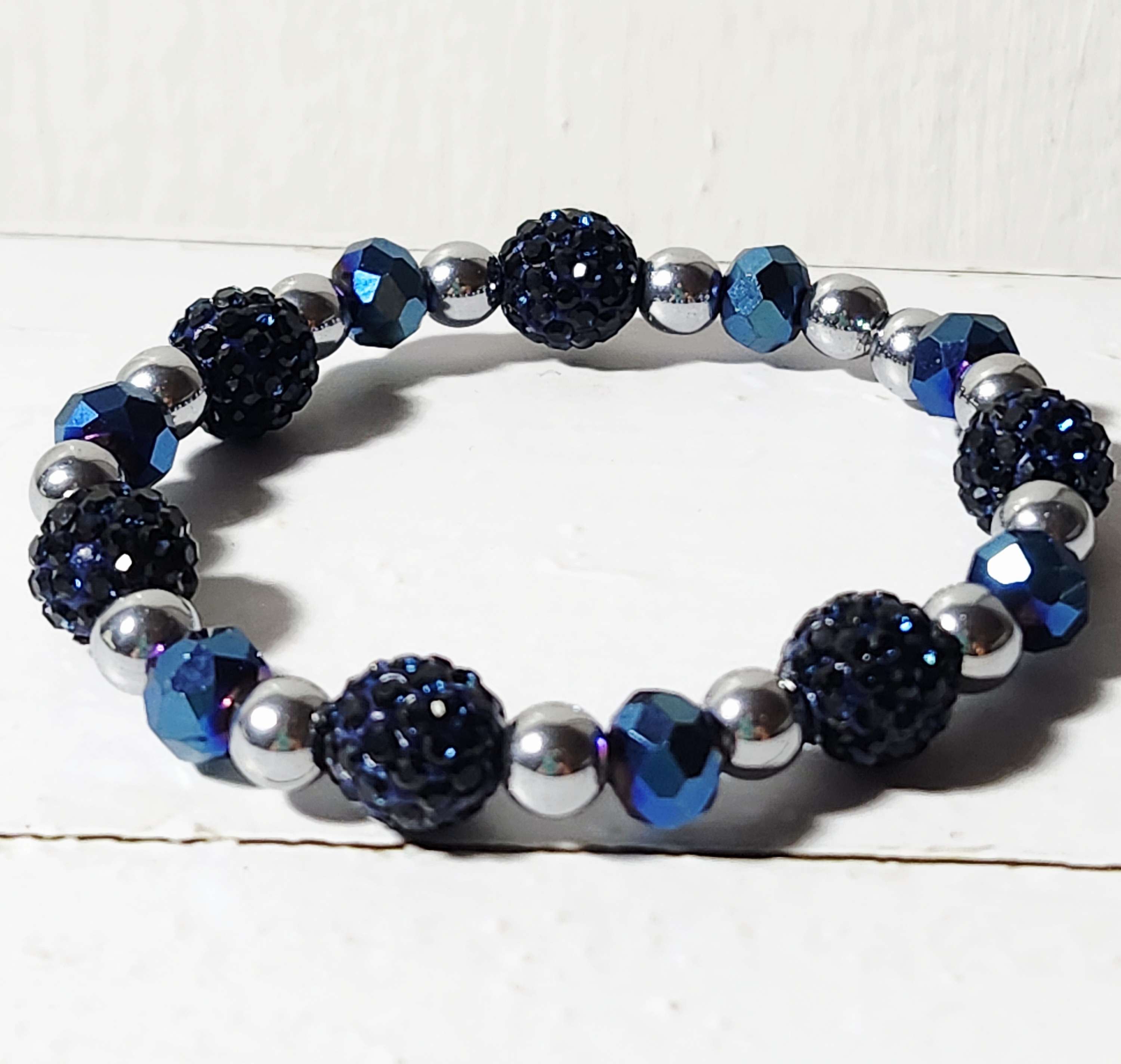 "Lori" Blue Crystal Beaded Bracelet