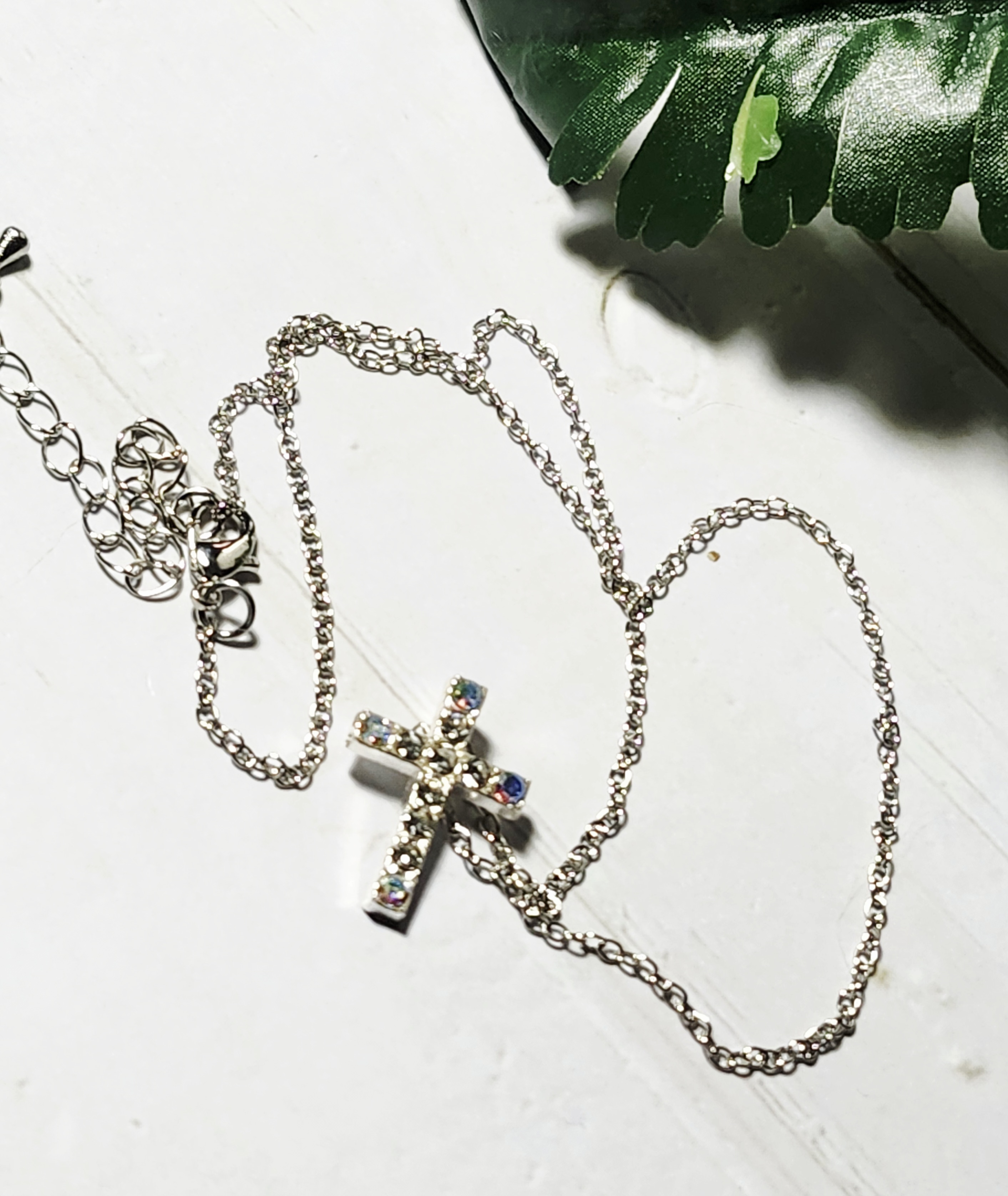"Stacey" Silver cross pendant necklace