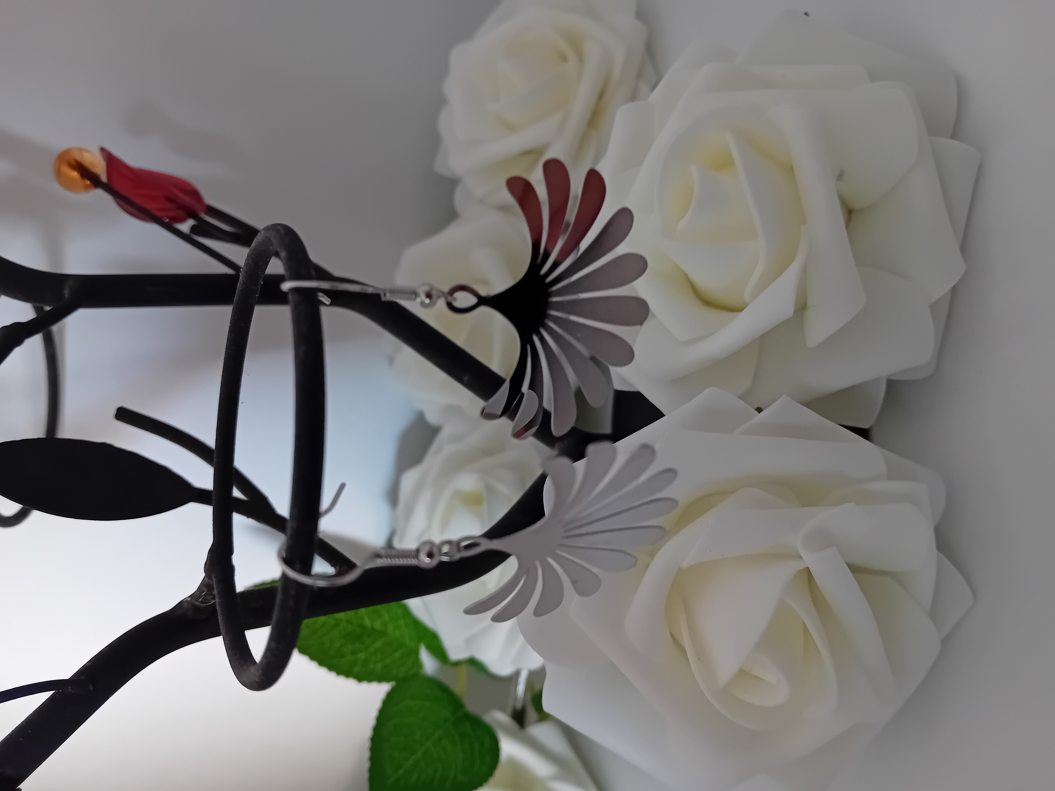 Boucles d'oreilles fleur de GINGKO en argent