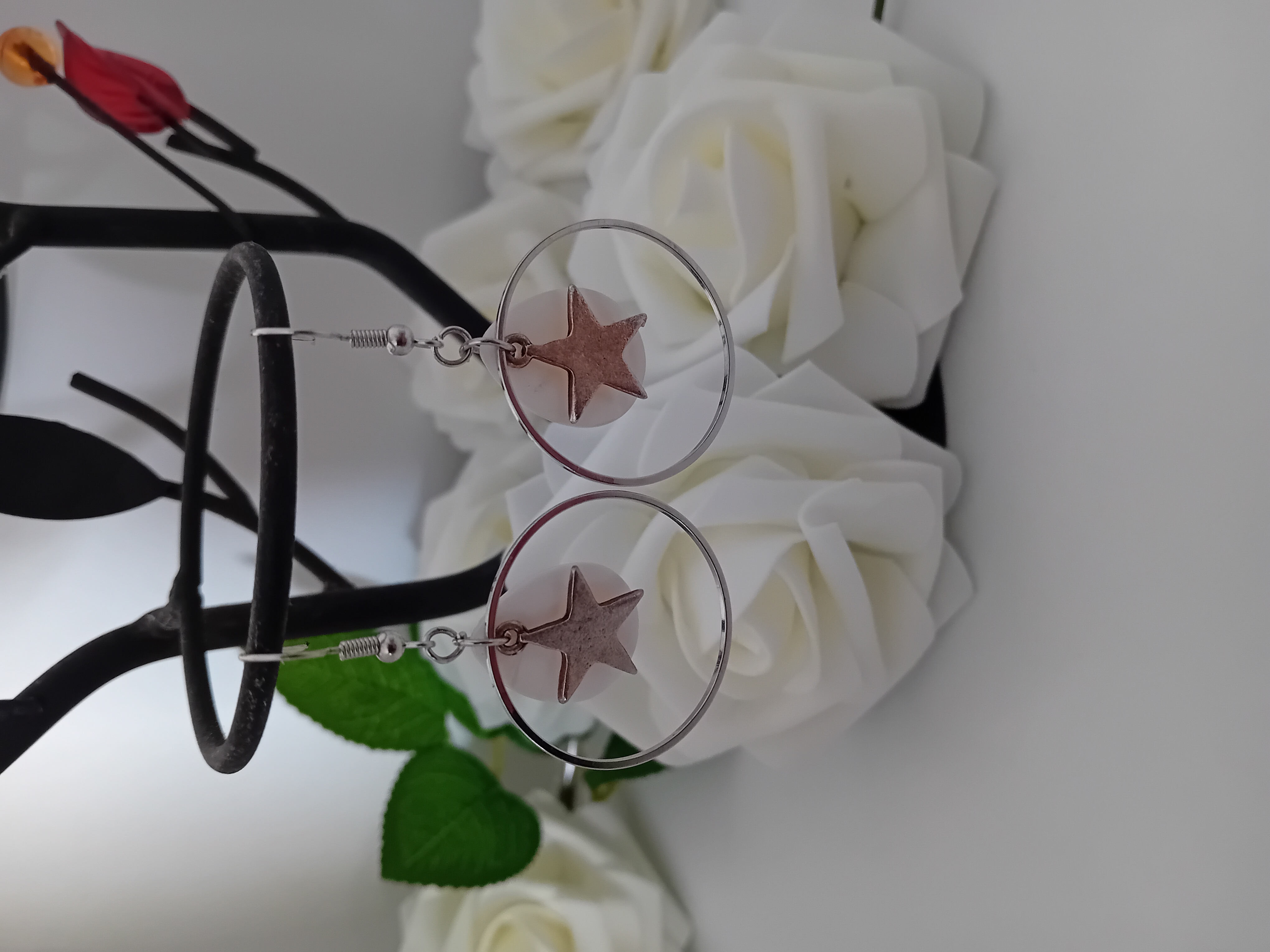 Boucles d'oreilles étoile argentée. Tout en élégance moderne et design