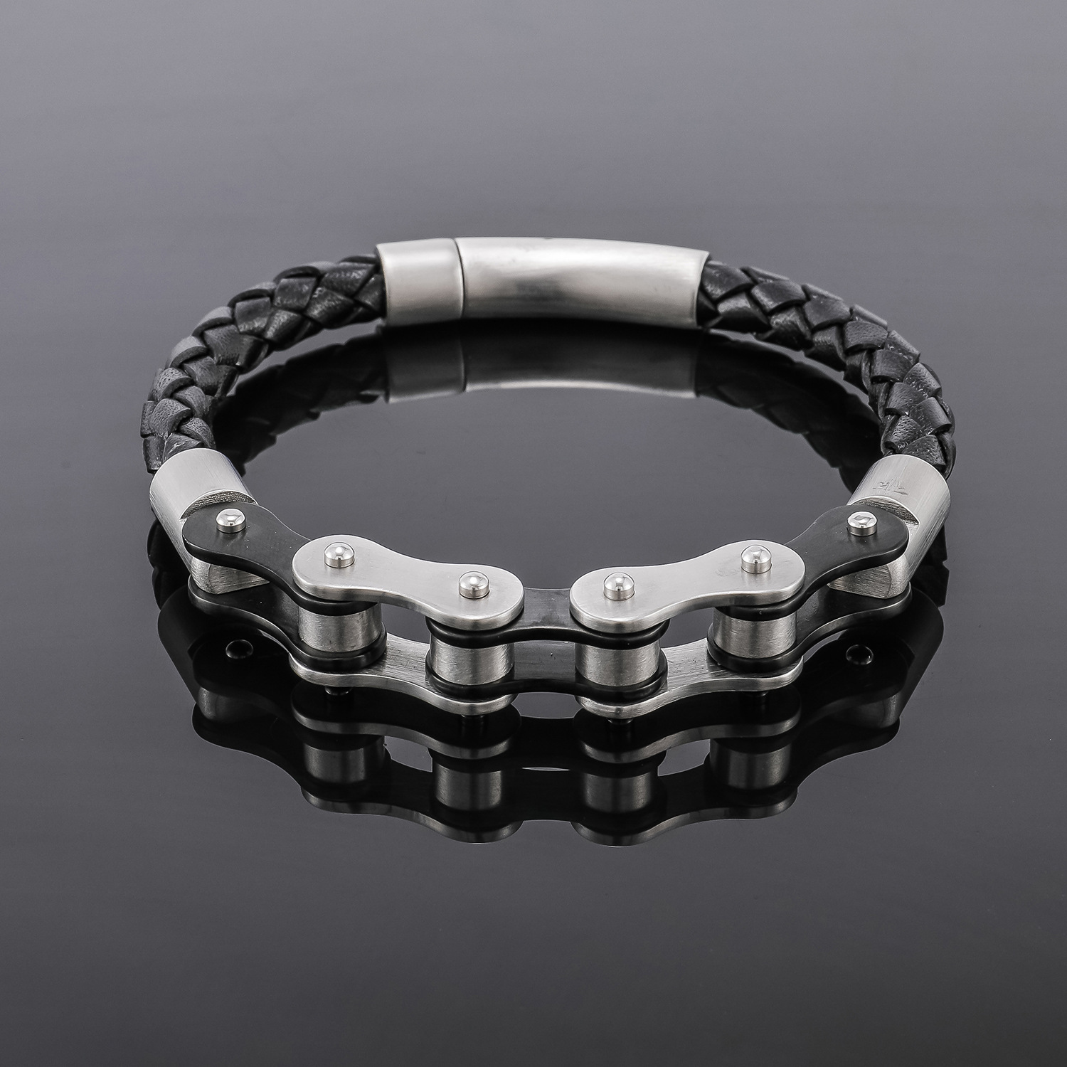 Motorcycle Chain Leather Bracelet