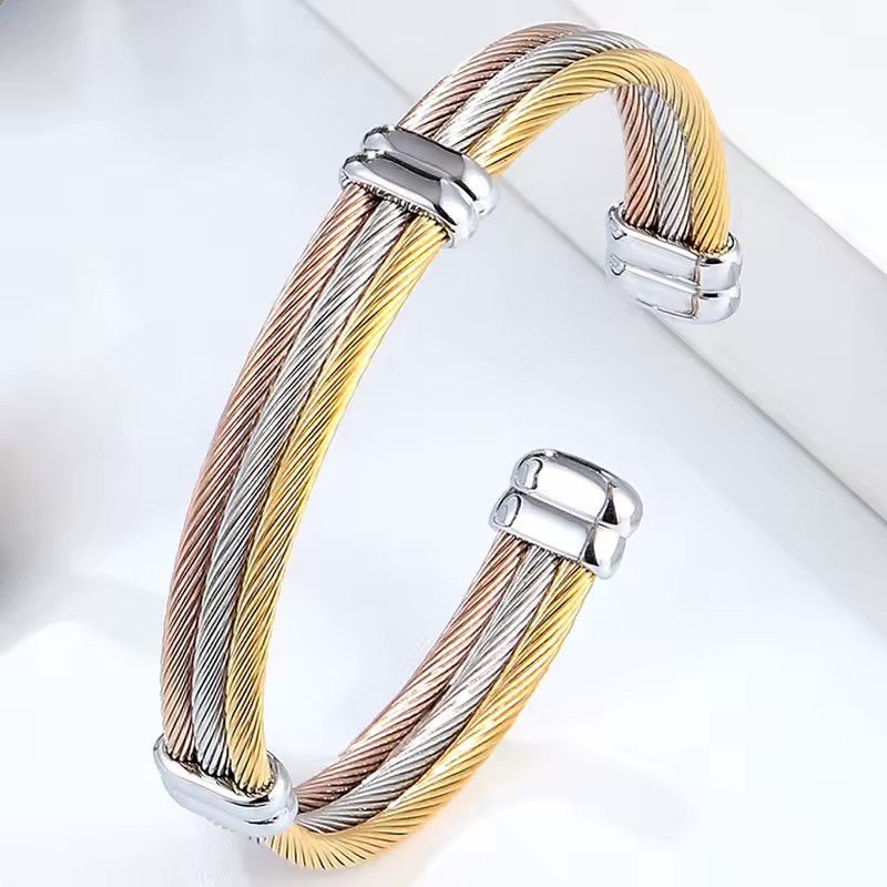 Steel Cable Rider Cuff Bracelet