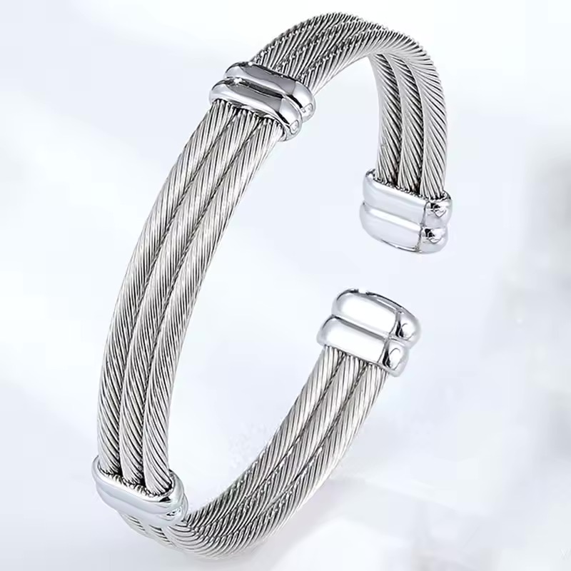 Steel Cable Rider Cuff Bracelet