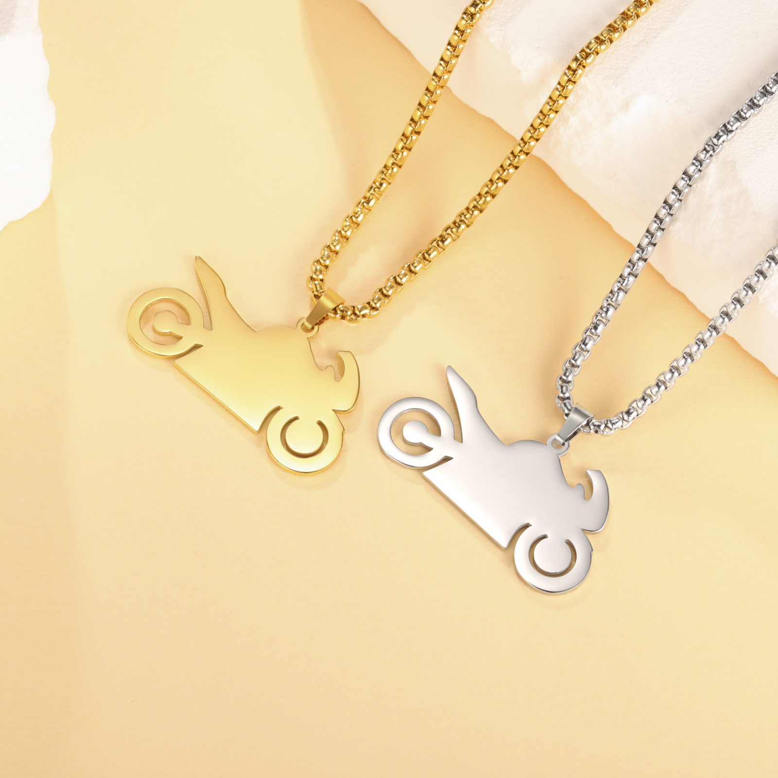 Modern Motorcycle Charm Necklace