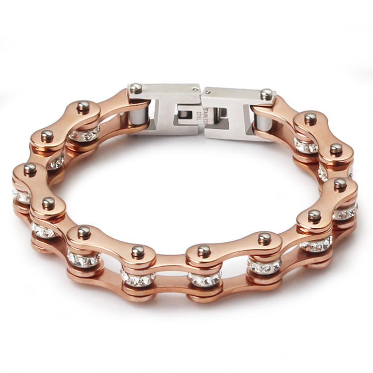 Motorcycle Chain Bracelet With Diamonds 