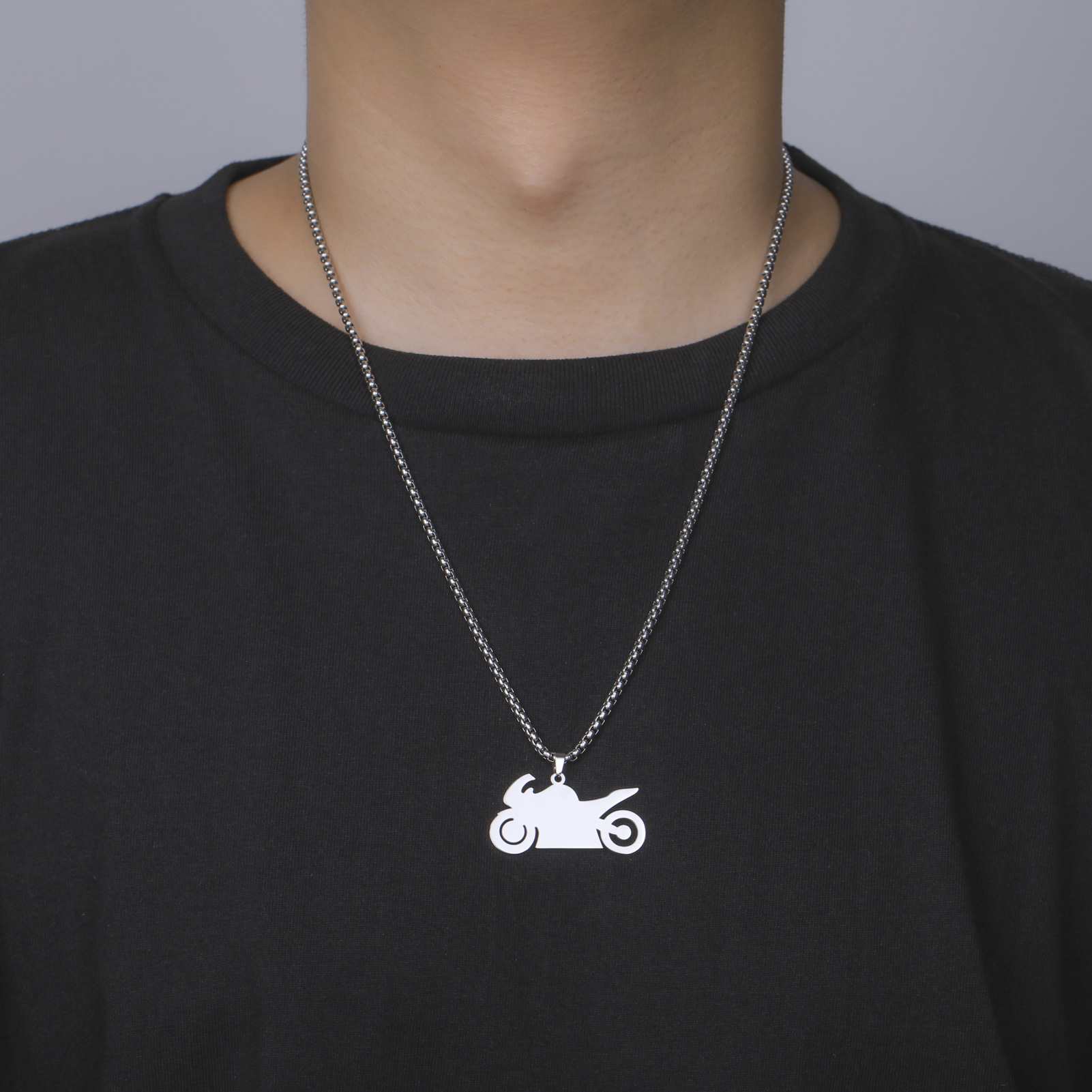 Modern Motorcycle Charm Necklace