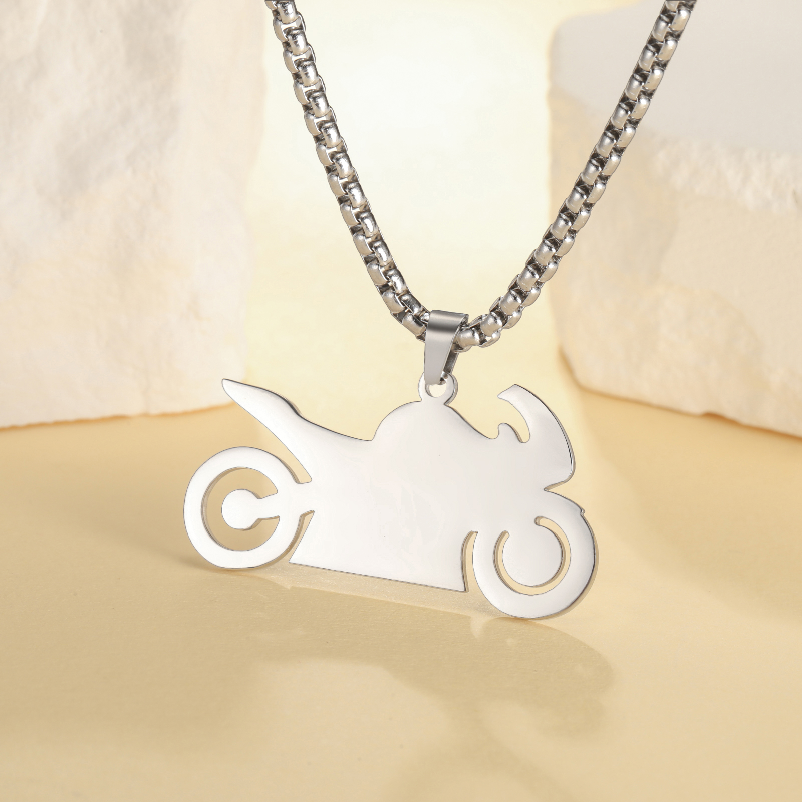 Modern Motorcycle Charm Necklace