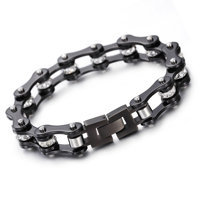 Motorcycle Chain Bracelet With Diamonds 