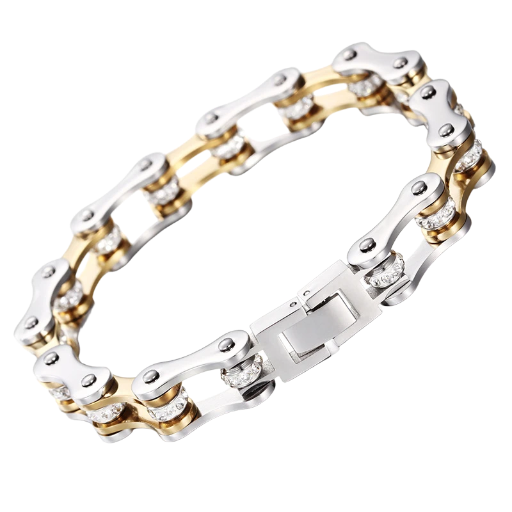 Motorcycle Chain Bracelet With Diamonds 