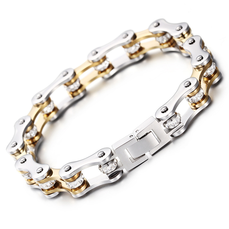 Motorcycle Chain Bracelet With Diamonds 