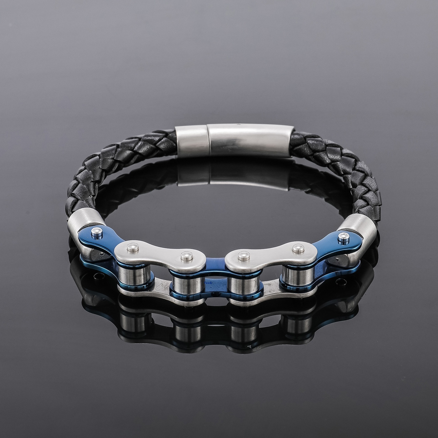Motorcycle Chain Leather Bracelet