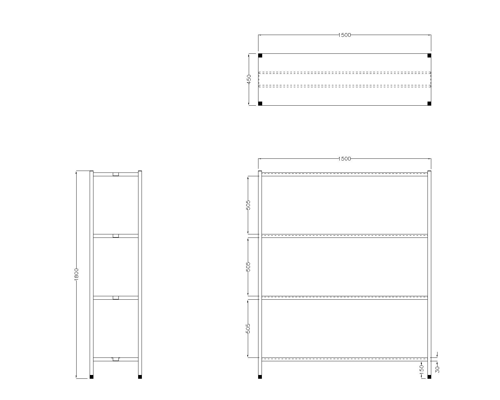 Stainless Steel 4-Shelf Storage Rack – Heavy Duty, Durable & Corrosion Resistant-1500x450x1800mm
