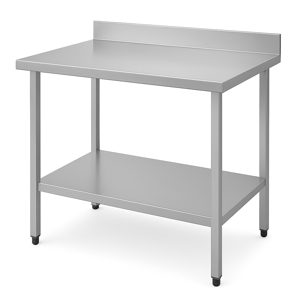 Stainless Steel Work Table with Splash & Undershelf 1200x600x850+150 – Commercial Kitchen Use
