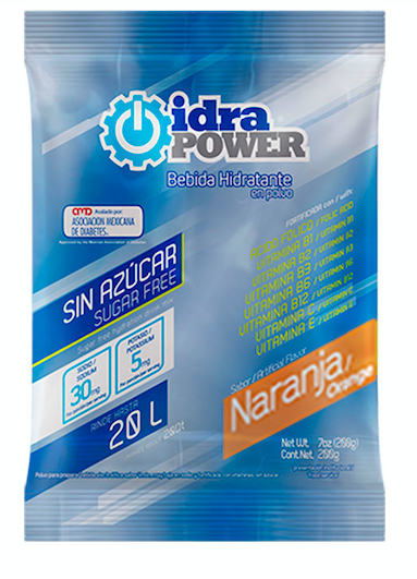 Idra Power Bebida Hidratante Sin Azúcar Sabor Naranja