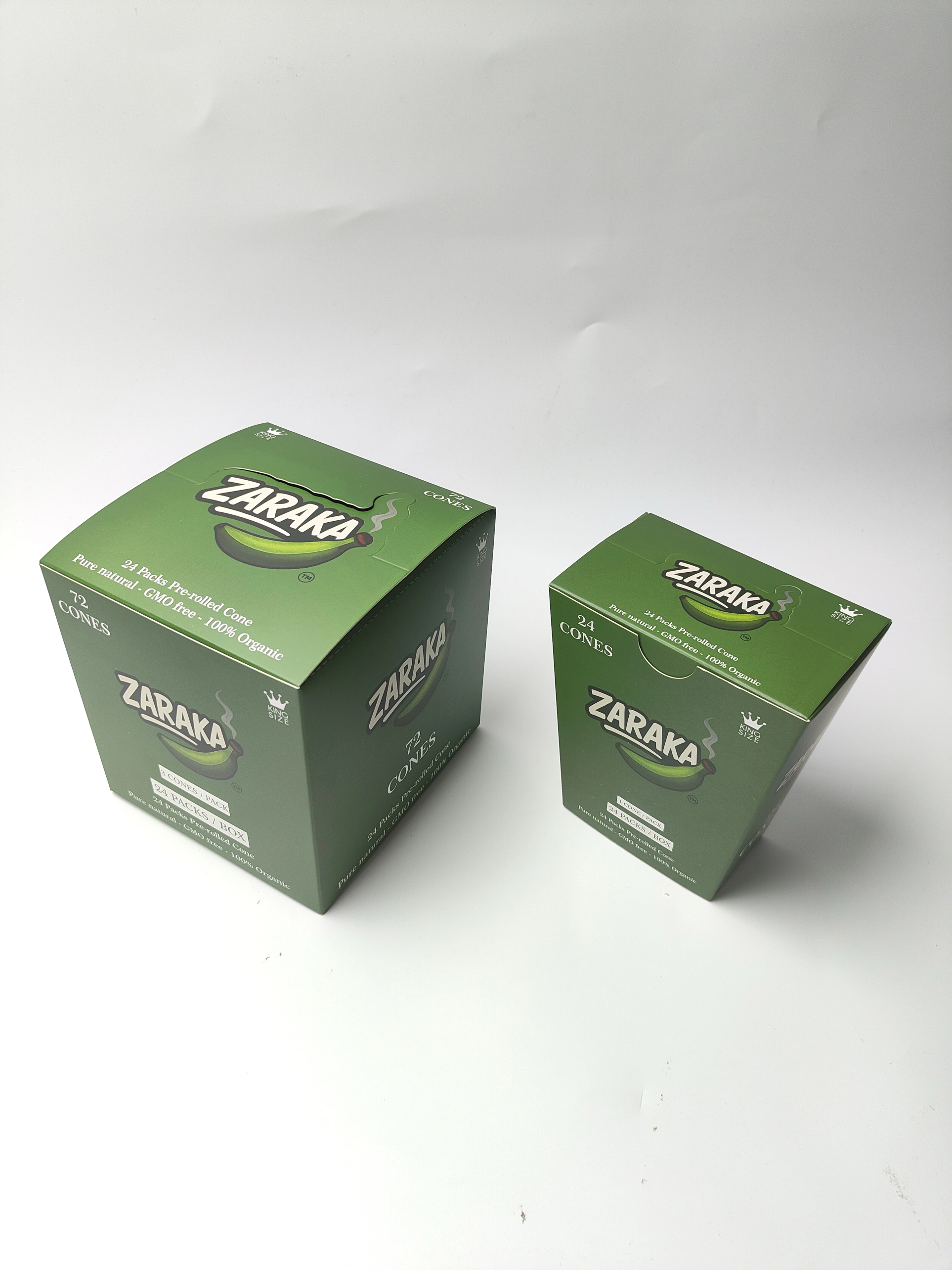 Zaraka Cones King Size 3 cones Pack, Box of 24 Packs (72 Cones)