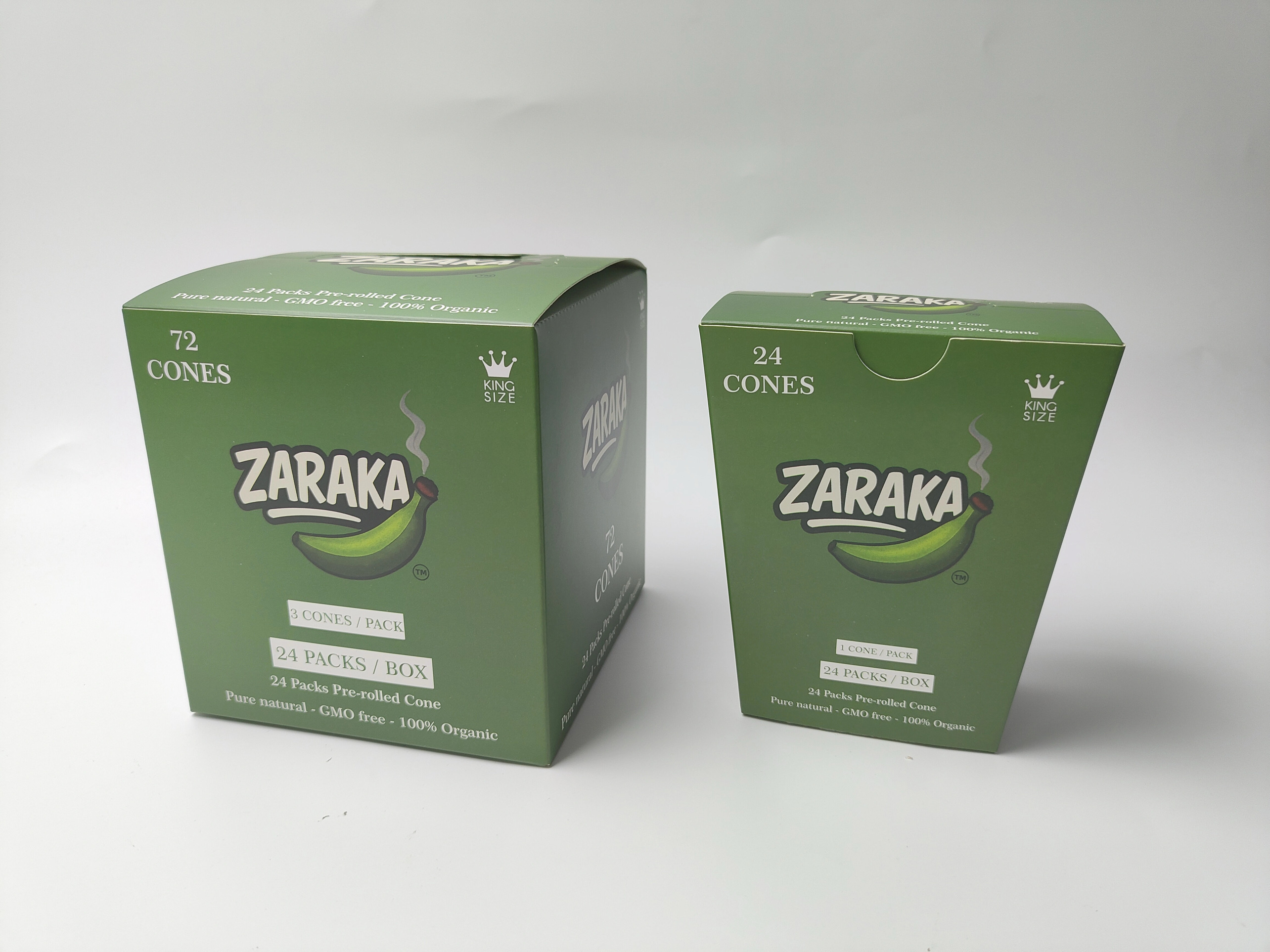 Zaraka Cones King Size 3 cones Pack, Box of 24 Packs (72 Cones)
