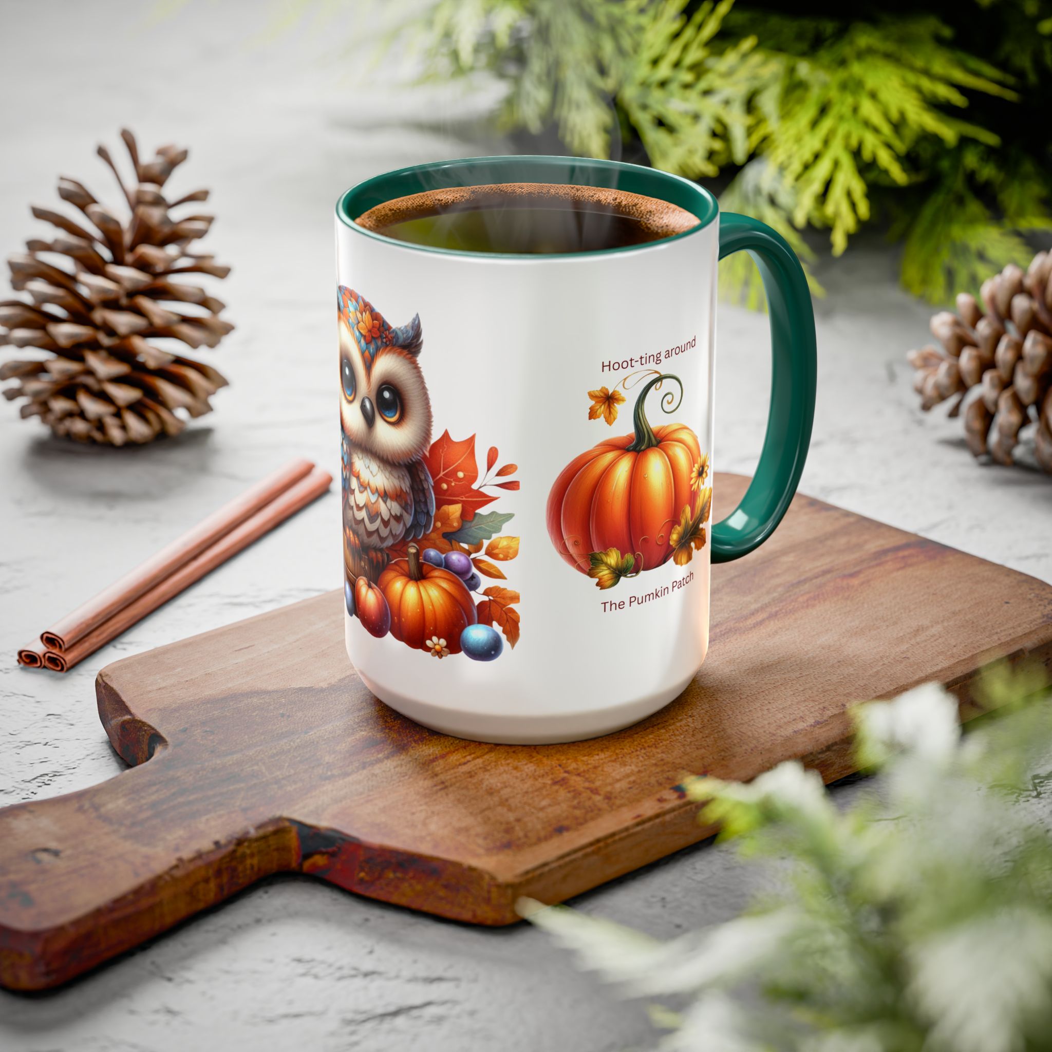 Autumn Owl Pumpkin Patch Ceramic Mug