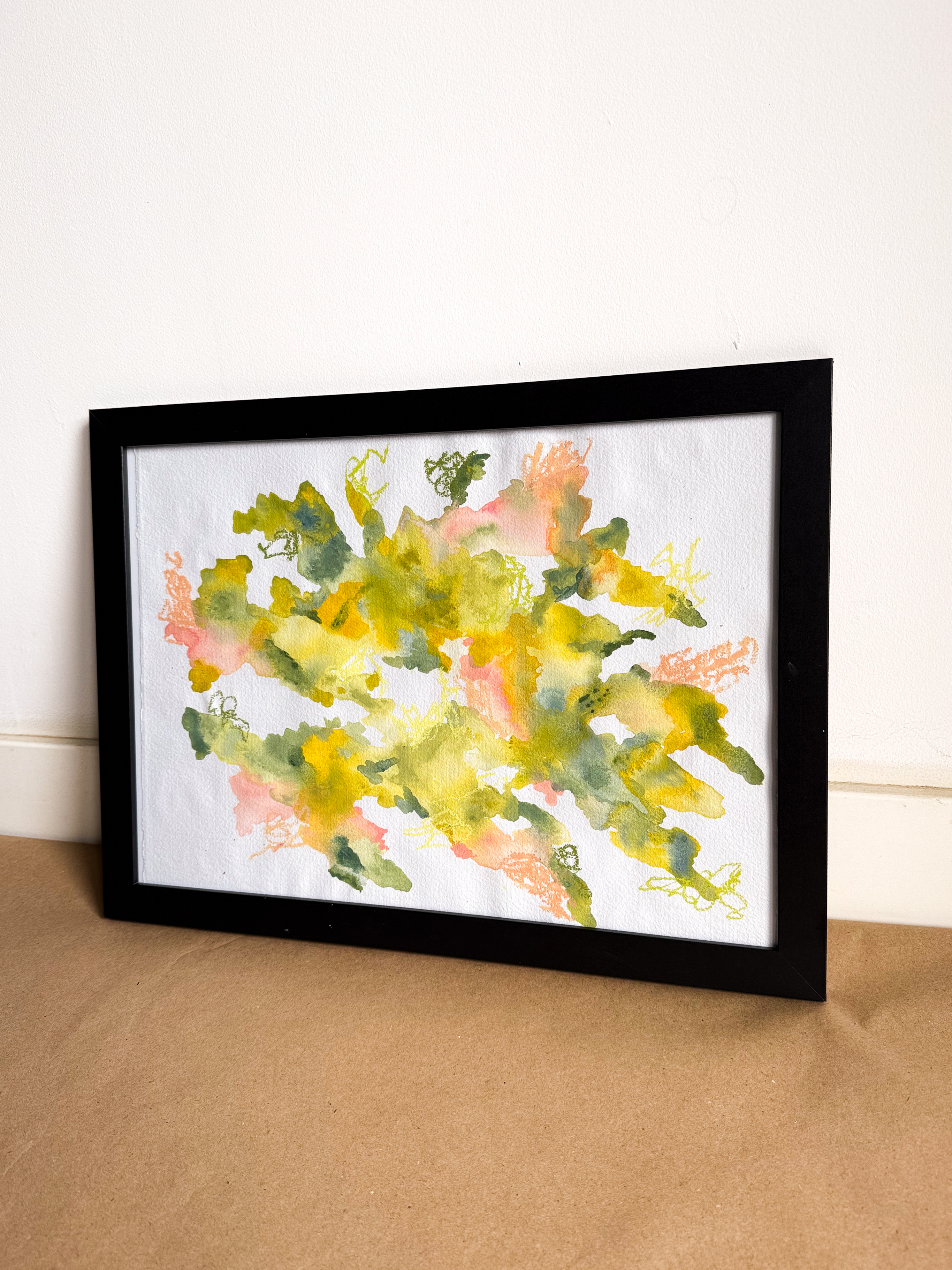 Abstract Acrylic & Oil Crayon Painting Green