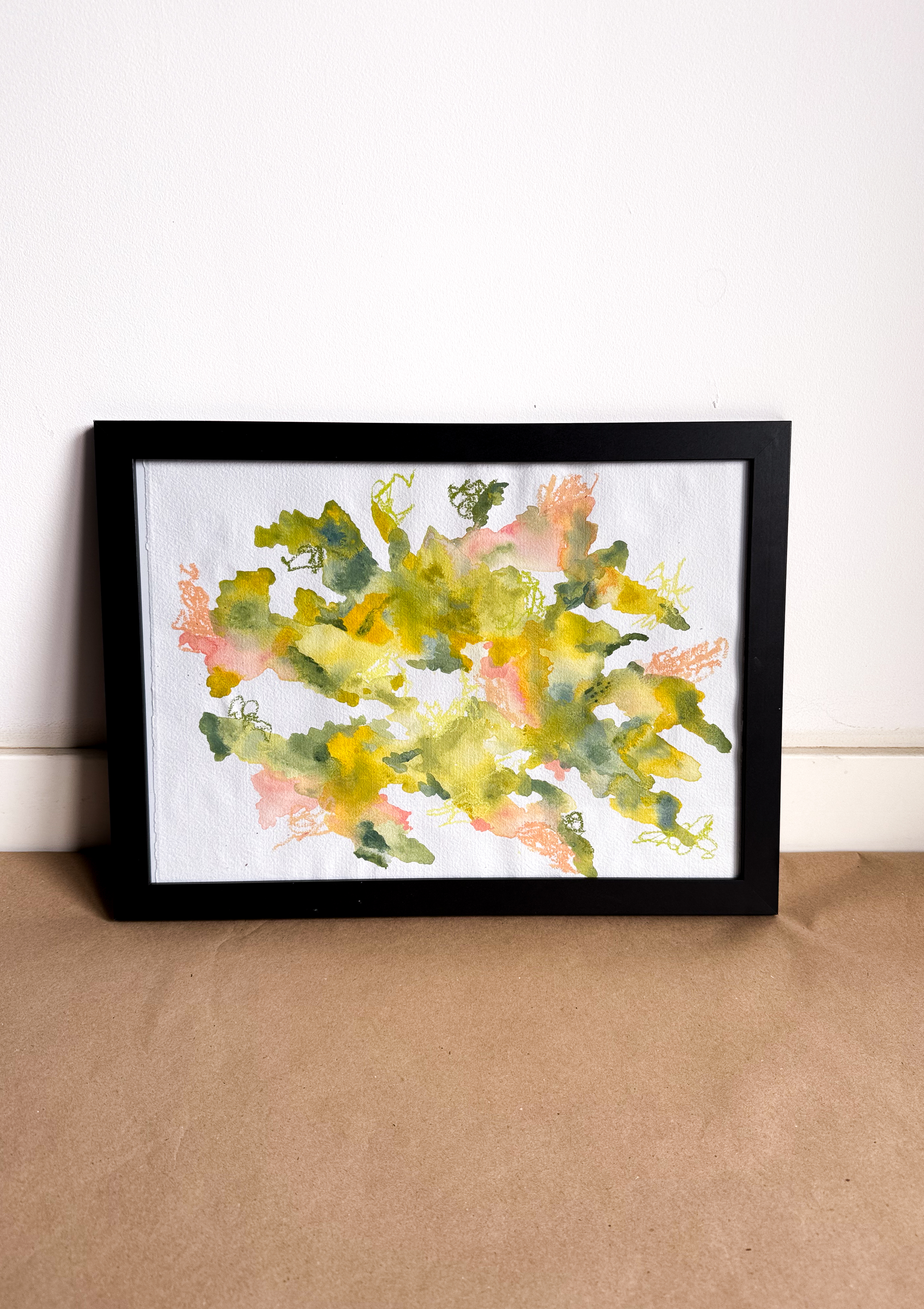 Abstract Acrylic & Oil Crayon Painting Green