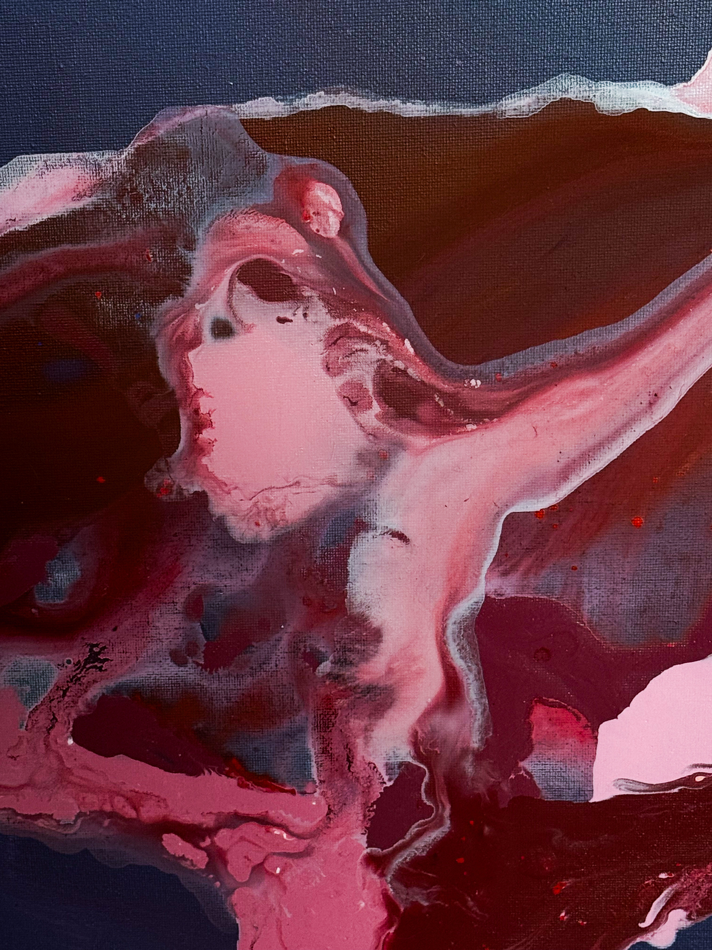 Crimson Flow – Abstract Acrylic Painting on Canvas