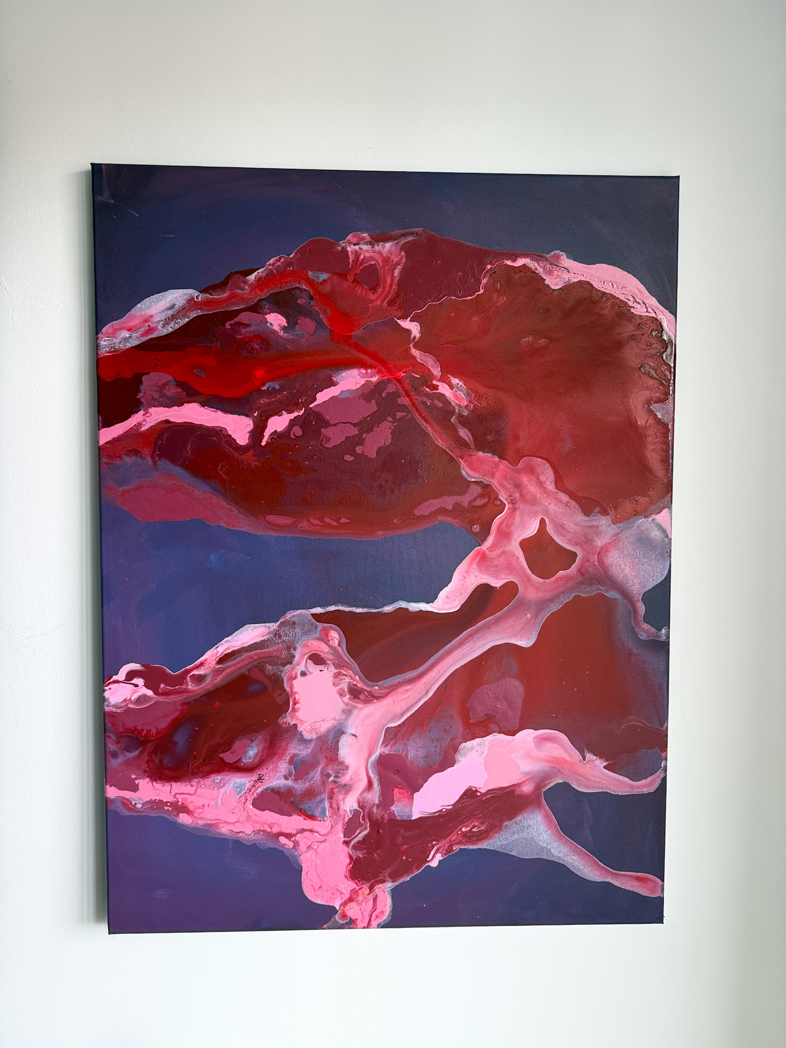 Crimson Flow – Abstract Acrylic Painting on Canvas