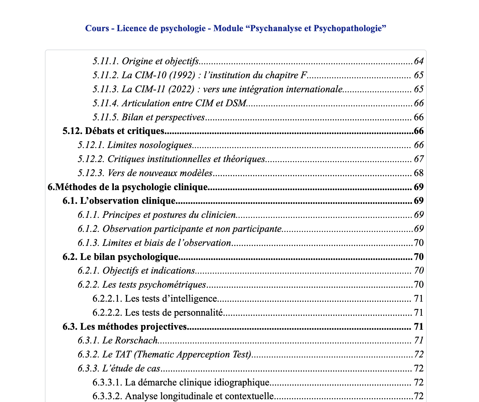 Cours de Psychologie 