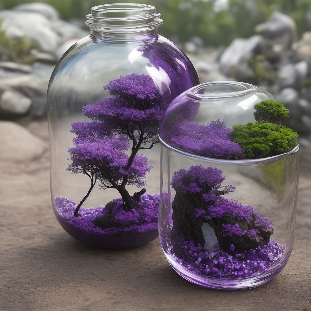 Purple Bonsai Glass Terrariums