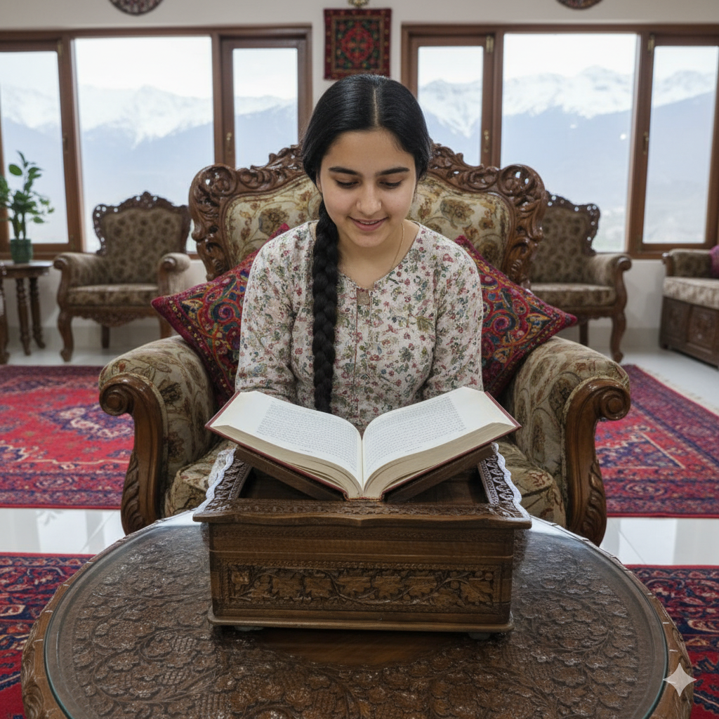 Handcrafted walnut Wooden Book Stand with box