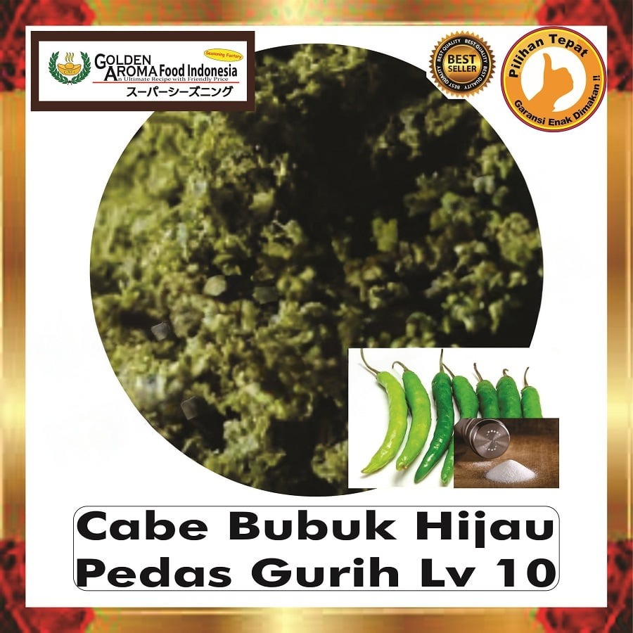 Bubuk Cabe Hijau Pedas Gurih Level 10 Bumbu Tabur Green Chilli Seasoning Powder Halal