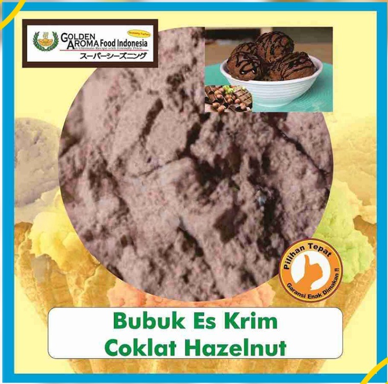 Bubuk Es Krim Coklat Hazelnut Ice Cream Powder Chocolate Soft Serve Serbuk Instan Sebaguna Halal