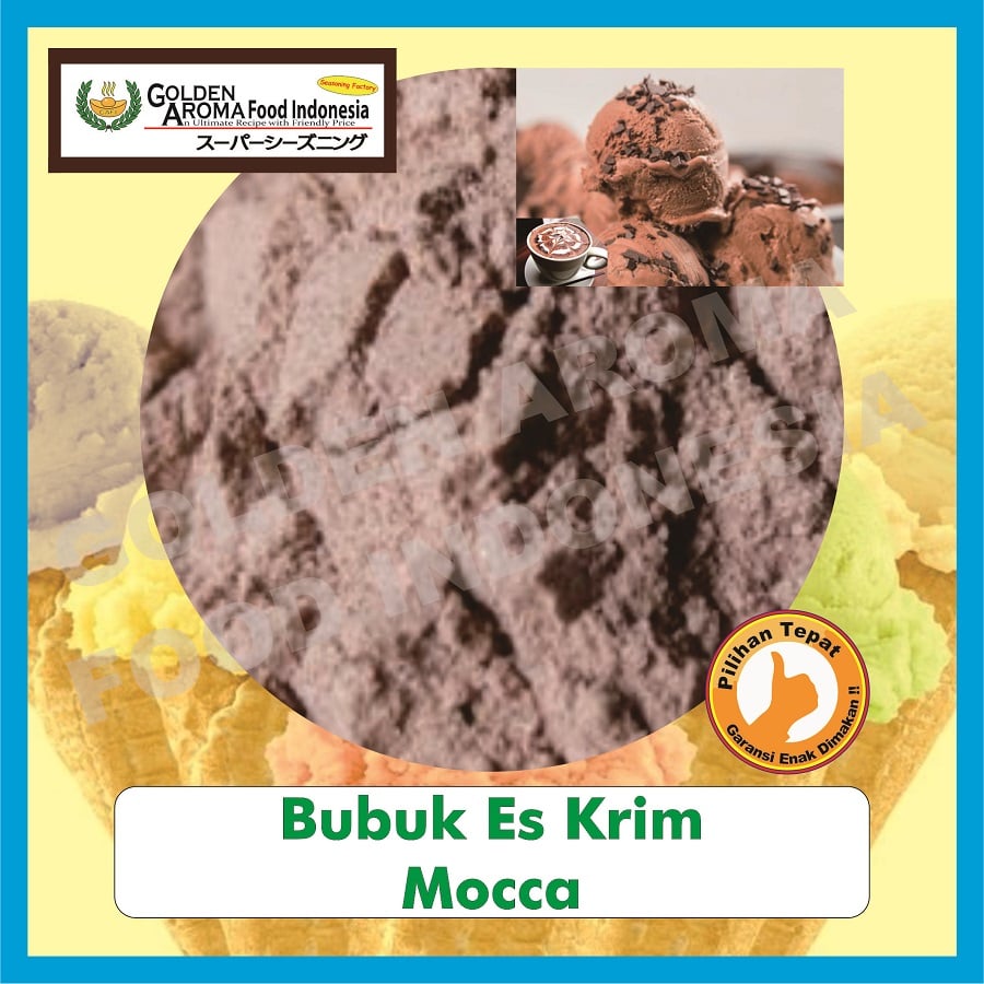 Bubuk Es Krim Mocca Premix Soft Serve Powder Bubuk Ice Cream Instan Moka Sebaguna Halal
