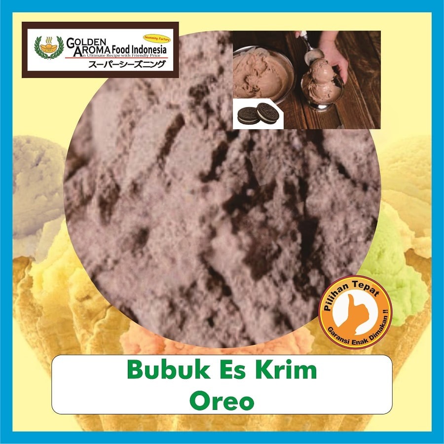 Bubuk Es Krim Oreo Biskuit Cookies Ice Cream Premix Powder Serbuk Soft Serve Serbaguna Instan Halal