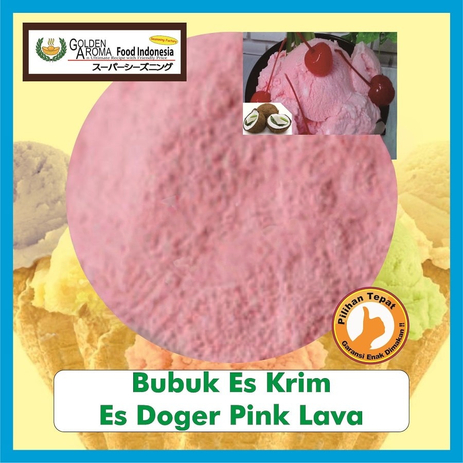 Bubuk Es Krim Manis Es Doger Pink Lava Ice Cream Powder Soft Serve Instan Sebaguna Halal