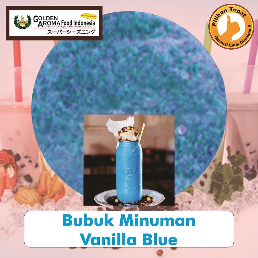 Bubuk Minuman Vanilla Blue Powder Drink Serbuk Instan Vanila Sebaguna Halal