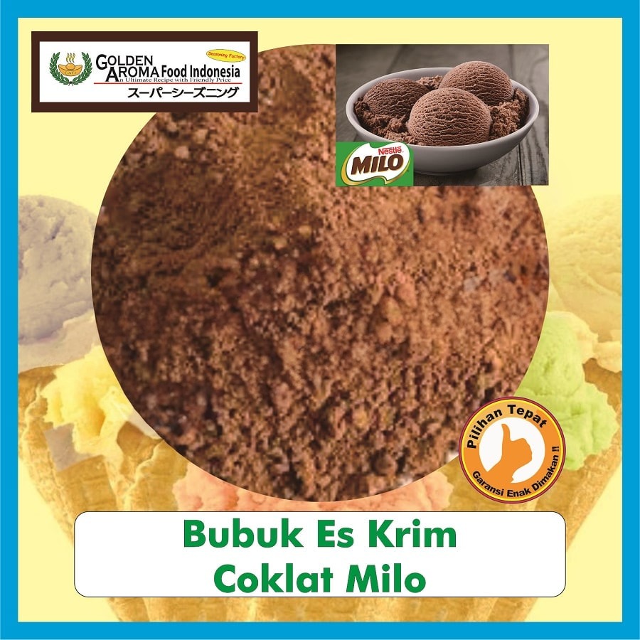Bubuk Es Krim Coklat Milo Milky Ice Cream Premix Powder Chocolate Malt Soft Serve Serbaguna Instan Sebaguna Halal