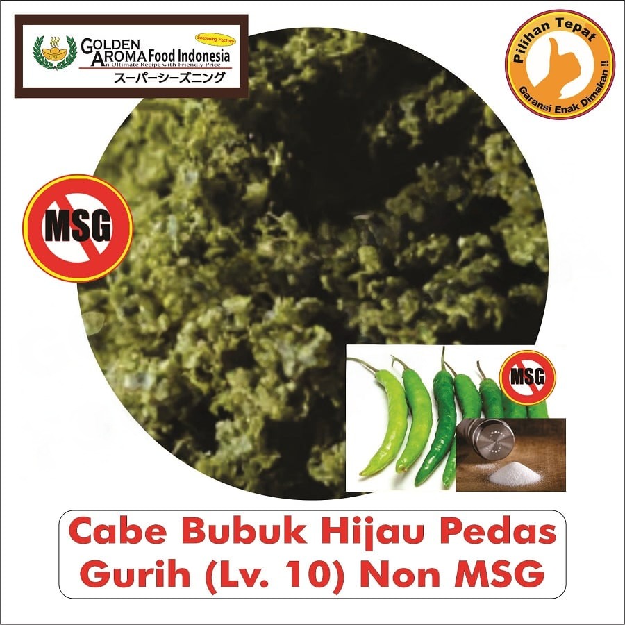 Bubuk Cabe Hijau Pedas Gurih Level 10 Bumbu Tabur Green Chilli Seasoning Powder Halal