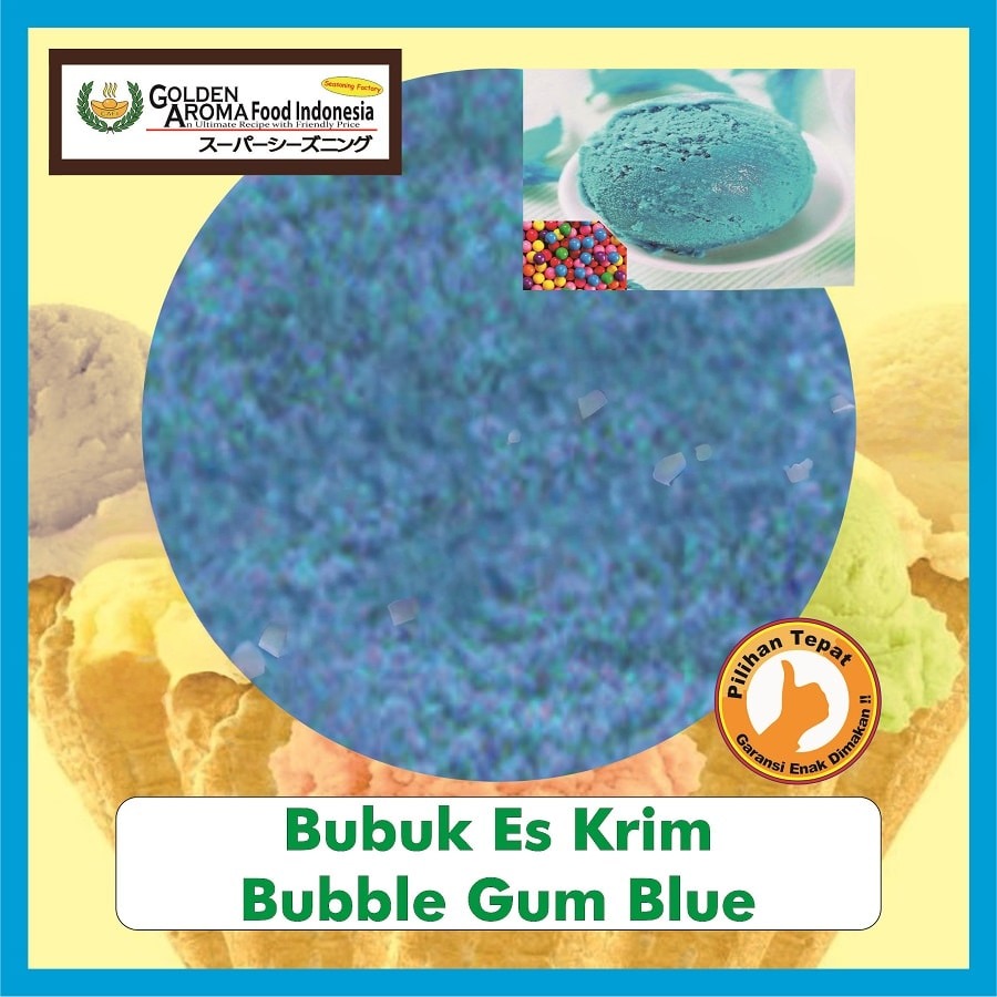 Bubuk Es Krim Permen Karet Biru Ice Cream Powder Bubble Gum Blue Soft Serve Instan Sebaguna Halal
