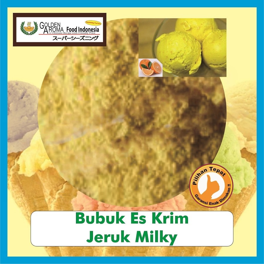 Bubuk Es Krim Jeruk Milky Ice Cream Powder Orange Soft Serve Instan Sebaguna Halal