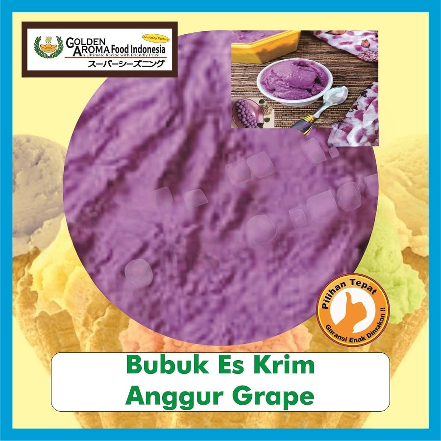 Bubuk Es Krim Anggur Ice Cream Premix Powder Grape Serbuk Soft Serve Instan Sebaguna Halal