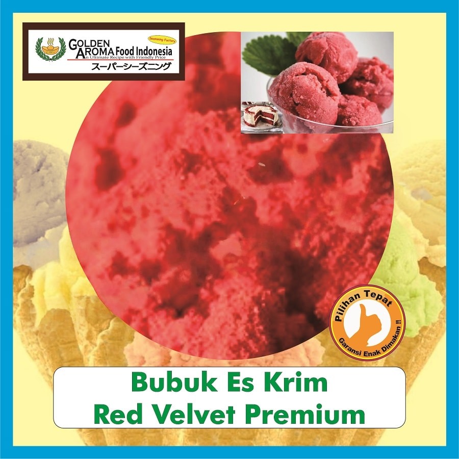 Bubuk Es Krim Red Velvet Premium Ice Cream Premix Powder Serbuk Soft Serve Serbaguna Instan Sebaguna Halal