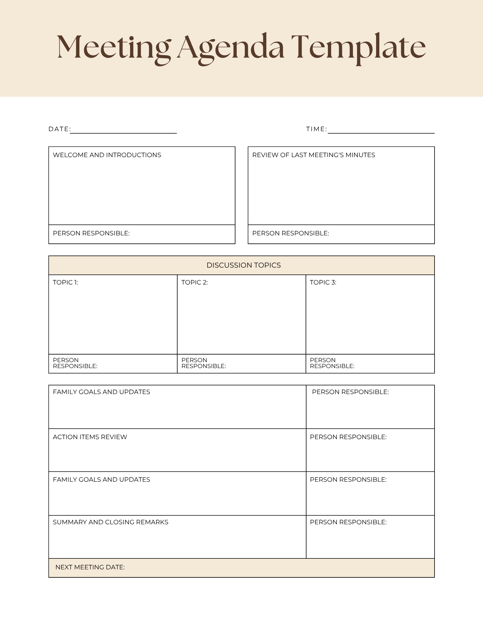 Family Meeting Planner