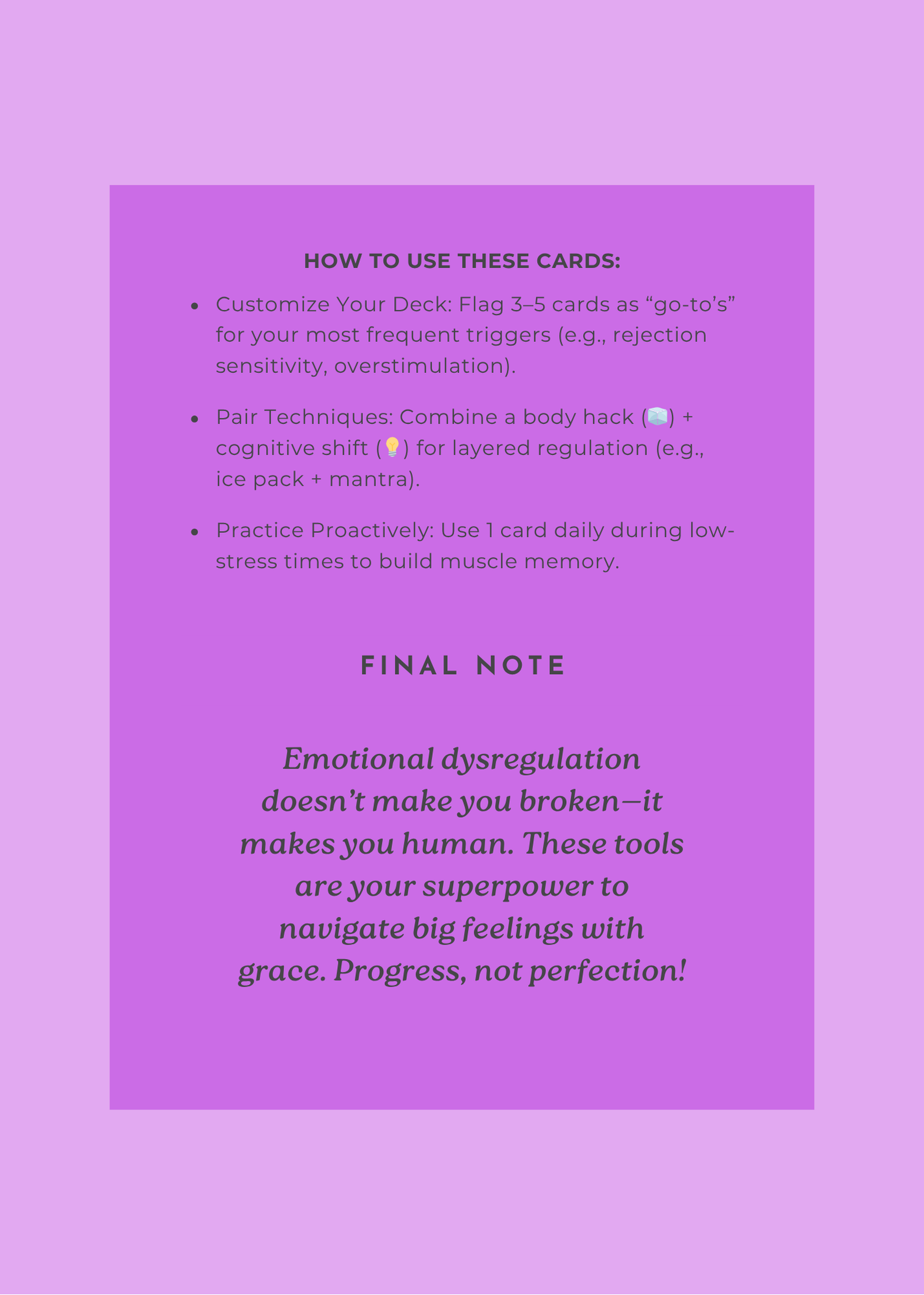 Emotional Regulation Cards